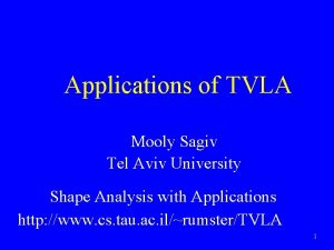 Applications of TVLA Mooly Sagiv Tel Aviv University