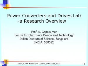Power Converters and Drives Lab a Research Overview
