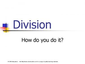 Division How do you do it ORB Education