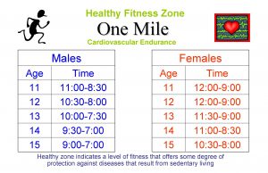 Healthy Fitness Zone One Mile Cardiovascular Endurance Males