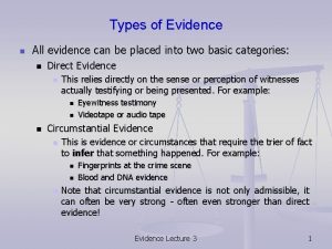 Types of Evidence n All evidence can be