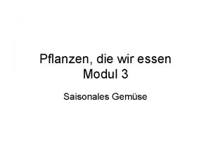 Pflanzen die wir essen Modul 3 Saisonales Gemse