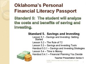 Oklahomas Personal Financial Literacy Passport Standard 5 Savings