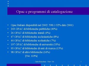 Opac e programmi di catalogazione Opac Italiani disponibili