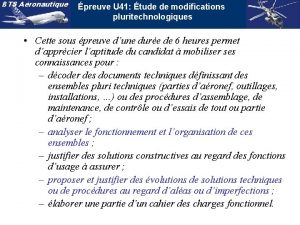 BTS Aronautique preuve U 41 tude de modifications