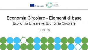 Economia Circolare Elementi di base Economia Lineare vs