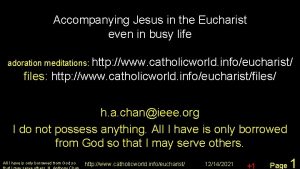 Accompanying Jesus in the Eucharist even in busy