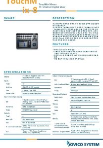 Touch M ix8 Touch Mixers 14 Channel Digital