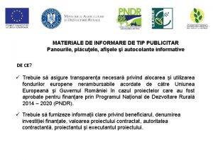 MATERIALE DE INFORMARE DE TIP PUBLICITAR Panourile plcuele