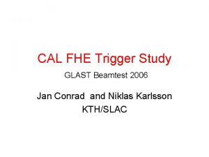 CAL FHE Trigger Study GLAST Beamtest 2006 Jan