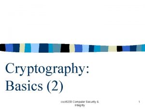 Cryptography Basics 2 csci 5233 Computer Security Integrity