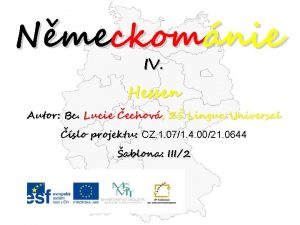 Nmeckomnie IV Hessen Autor Bc Lucie echov Z