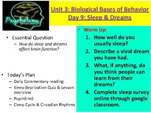 Unit 3 Biological Bases of Behavior Day 9