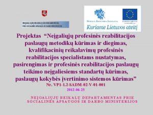 Projektas Negalij profesins reabilitacijos paslaug metodik krimas ir