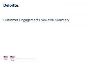 Customer Engagement Executive Summary Contents I Customer Engagement