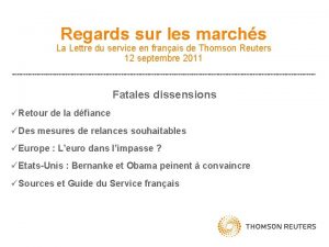 Regards sur les marchs La Lettre du service