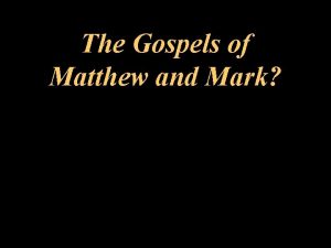 The Gospels of Matthew and Mark Abraham Isaac