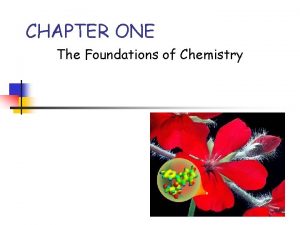 CHAPTER ONE The Foundations of Chemistry Why is