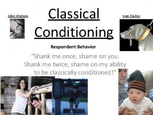 John Watson Classical Conditioning Ivan Pavlov Respondent Behavior