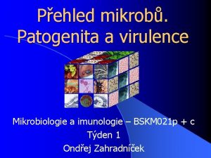 Pehled mikrob Patogenita a virulence Mikrobiologie a imunologie