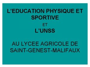 LEDUCATION PHYSIQUE ET SPORTIVE ET LUNSS AU LYCEE