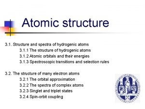 Atomic structure 3 1 Structure and spectra of