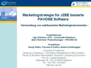 Marketingstrategie fr J 2 EE basierte PAVONE Software