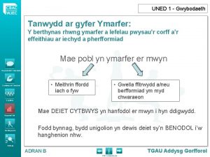 UNED 1 Gwybodaeth Tanwydd ar gyfer Ymarfer Y