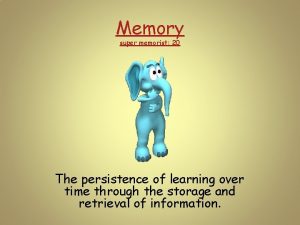 Memory super memorist 20 The persistence of learning