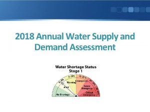 2018 Annual Water Supply and Demand Assessment 2018