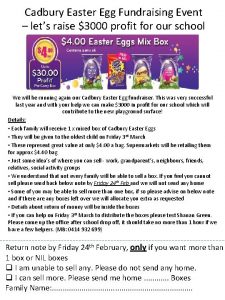 Cadbury Easter Egg Fundraising Event lets raise 3000