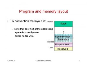 Program and memory layout By convention the layout