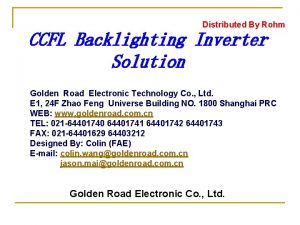 Distributed By Rohm CCFL Backlighting Inverter Solution Golden