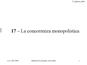 copertina 17impresesettori 17 La concorrenza monopolistica A A