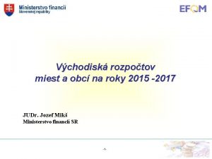 Vchodisk rozpotov miest a obc na roky 2015