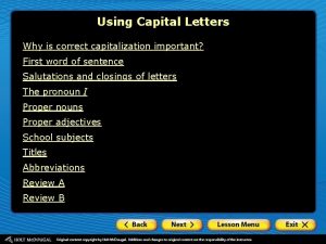 Using Capital Letters Why is correct capitalization important