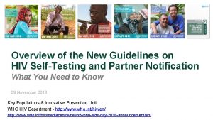 Overview of the New Guidelines on HIV SelfTesting