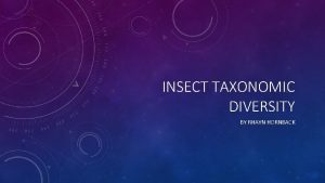 INSECT TAXONOMIC DIVERSITY BY RHAYN HORNBACK INSECT ORDER