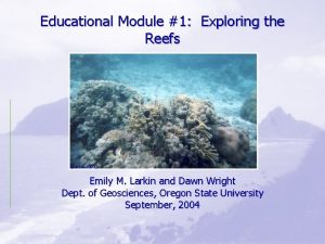 Educational Module 1 Exploring the Reefs Larkin 2001