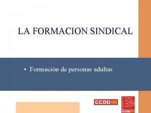 LA FORMACION SINDICAL Formacin de personas adultas Punto