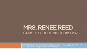 MRS RENEE REED BACK TO SCHOOL NIGHT 2020