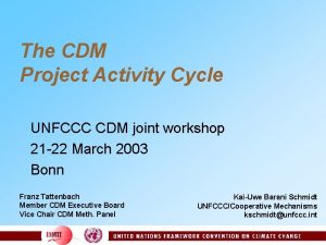 The CDM Project Activity Cycle UNFCCC CDM joint