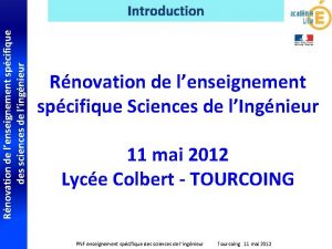 Rnovation de lenseignement spcifique des sciences de lingnieur