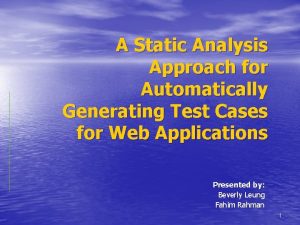 A Static Analysis Approach for Automatically Generating Test