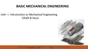 BASIC MECHANICAL ENGINEERING Unit I Introduction to Mechanical