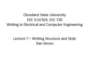 Cleveland State University EEC 414503 ESC 720 Writing