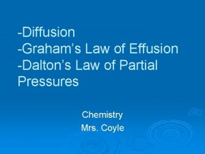Diffusion Grahams Law of Effusion Daltons Law of