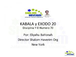 KABALA y EXODO 20 Disciplina Y El Numero