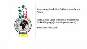 Reinventing South Africas Universities for the Future Reinventing