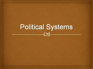 Political Systems Objectives 416 Describe and distinguish between